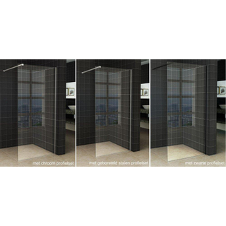 Wiesbaden Slim losse glaswand 95x200cm Helder glas 8mm met anti-kalk coating zonder profiel en stabilisatiestang