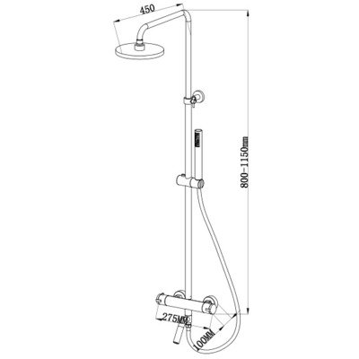 Xellanz Caral eco thermostatische badmengkraan met regendoucheset opbouw chroom