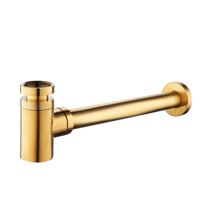 Wiesbaden Star sifon laag 5/4" x 32 mm geborsteld messing - OUTLET UDEN