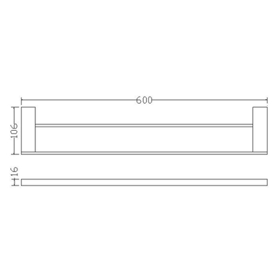 Wiesbaden Eris handdoekrek dubbel 60cm chroom