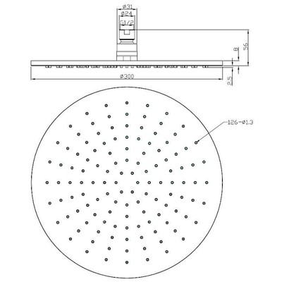 Wiesbaden Caral hoofddouche rond 30 x 0,8 cm chroom