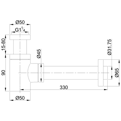 Wiesbaden Star sifon laag 5/4" x 32 mm geborsteld messing