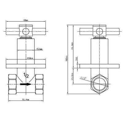 Wiesbaden Cross inbouw stopkraan chroom