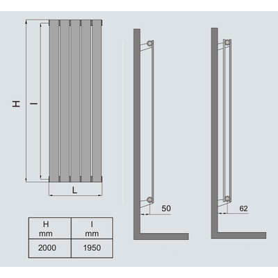 Wiesbaden Millennium sierradiator dubbel 200x30cm 974 Watt wit SHOWROOMMODEL