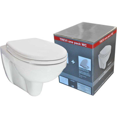 Xellanz Trevi wandcloset verkort Kiwa met Menir toiletzitting softclose en quick release glans wit