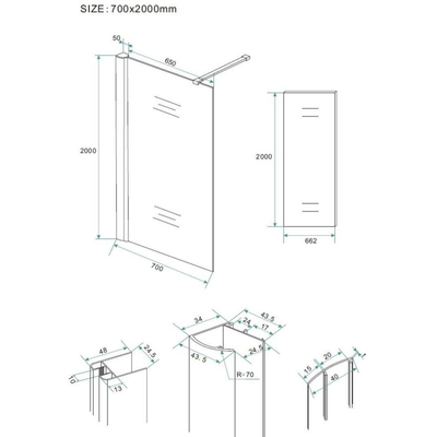 Wiesbaden Comfort Shower plus inloopdouche 70x200cm 10mm glas met NANO coating