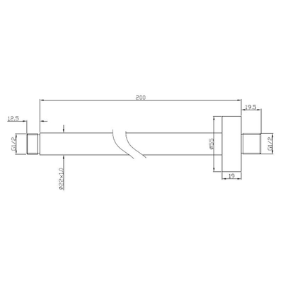 Wiesbaden Caral Luxe douche arm rond plafondbevestiging 20cm chroom