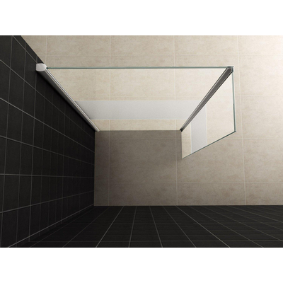 Wiesbaden Zijpaneel 35 x 200 cm met hoekprofiel voor inloopdouche chroom met 10 mm NANO ged.matglas