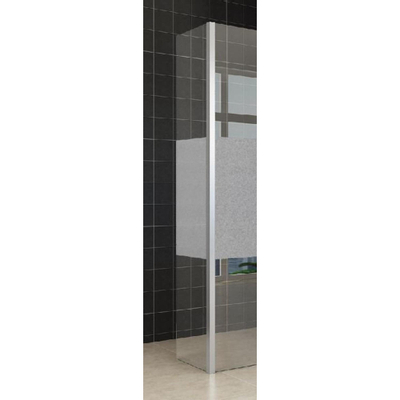 Wiesbaden Zijpaneel 35 x 200 cm met hoekprofiel voor inloopdouche chroom met 10 mm NANO ged.matglas