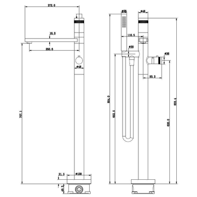 Wiesbaden Sphere thermstatische badmengkraan vrijstaand chroom