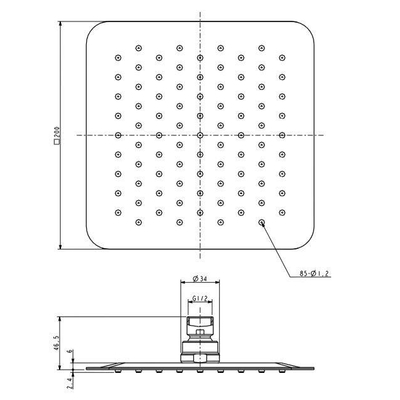 Wiesbaden Ufo hoofddouche vierkant 20 cm chroom