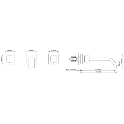 Xellanz Rombo wastafelkraan 2-knops inbouw chroom