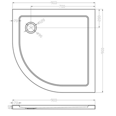 Xellanz douchebak 90x90x4cm SMC kwartrond inbouw wit OUTLETSTORE