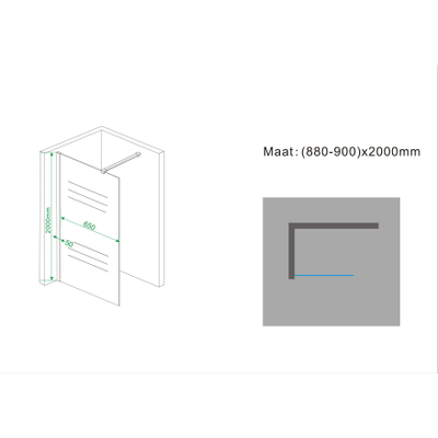Wiesbaden Comfort inloopdouche 900 x 2000 x 10 mm nano rookglas/chroom