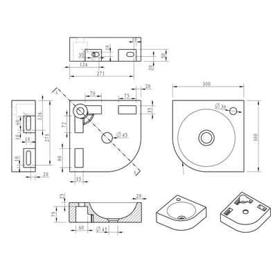 Wiesbaden hamerslag hoekfontein 30x30x10 cm hardsteen gezoet