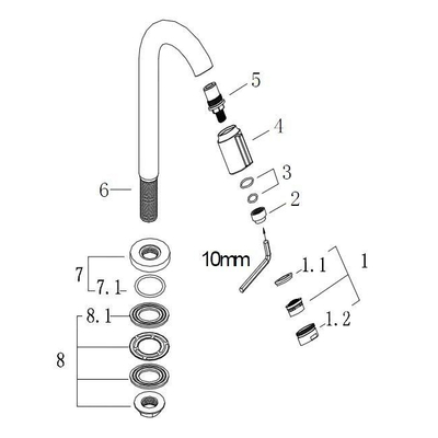 Wiesbaden Victoria luxe toiletkraan 1/2'' mat zwart