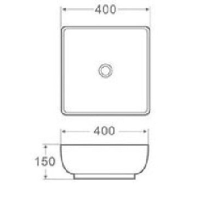 Wiesbaden Piazza waskom vierkant 40 x 40 x 15 cm keramiek glans wit