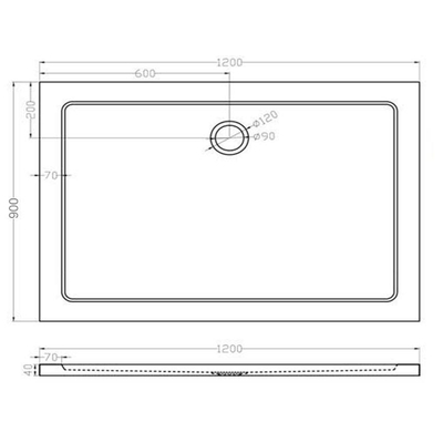 Xellanz douchebak 120x90x4cm SMC rechthoek wit