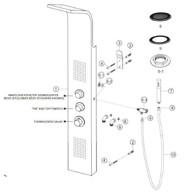 Xellanz Erie thermostatische douchekolom 148x22 cm RVS