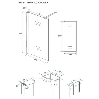 Wiesbaden Comfort Shower plus inloopdouche 80x200cm 10mm glas met NANO coating