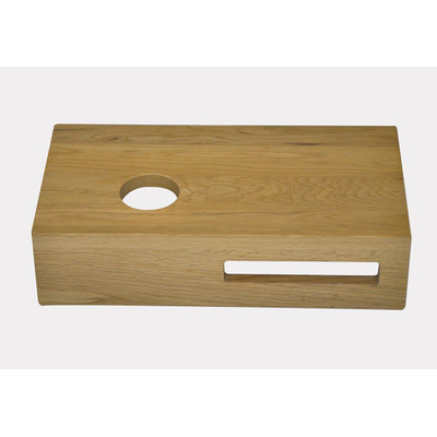 Wiesbaden Oak fonteinset planchet 40 x 21 x 10cm met fonteinkraan en waskom links