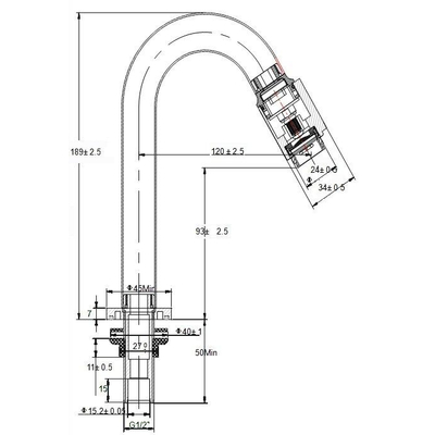 Wiesbaden Victoria luxe toiletkraan 1/2'' mat zwart