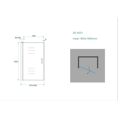 Xellanz Cerra eco nisdeur 900 x 1950 x 6 mm helder glas/chroom
