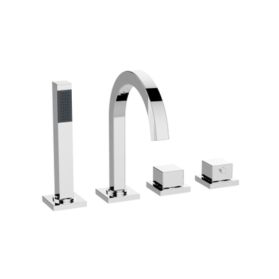 Wiesbaden Rombo 4-gats badrandthermostaat afbouwset chroom