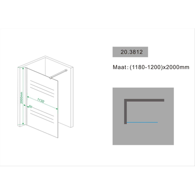 Wiesbaden Comfort Shower plus inloopdouche 120x200cm 10mm glas met NANO coating