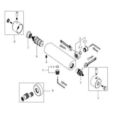 Wiesbaden Caral Cool Touch thermostatische douchemengkraan chroom