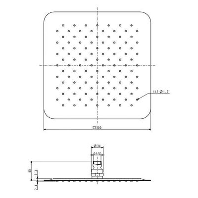 Wiesbaden Rombo Luxe hoofddouche vierkant 30cm Ultra plat chroom