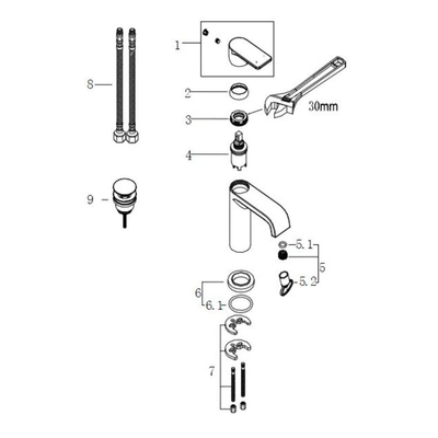 Wiesbaden Lima wastafelkraan met clickwaste chroom