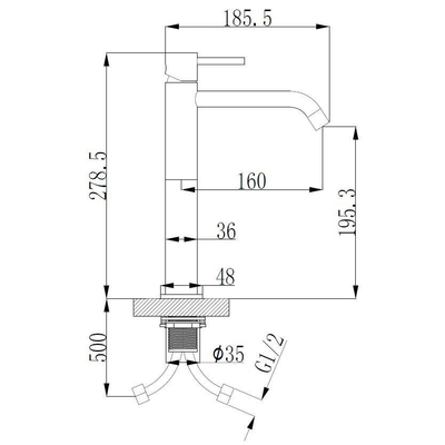 Wiesbaden Style XL wastafelmengkraan hoog mat zwart