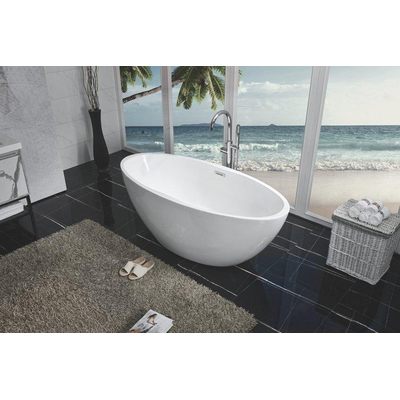 Wiesbaden Oval vrijstaand ligbad 170 x 78 cm acryl mat wit met waste mat wit