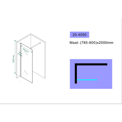 Wiesbaden eco inloopdouche 80x200cm, 8 mm glas met nano coating