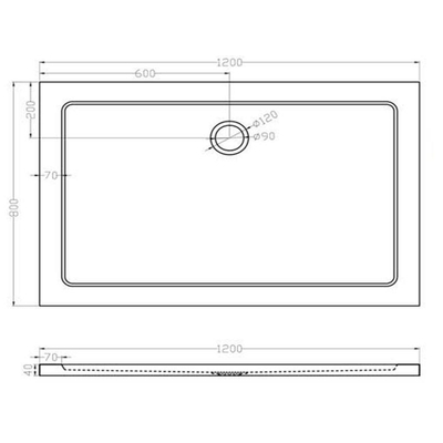 Xellanz SMC Luxe douchebak rechthoek 120x80x4cm wit