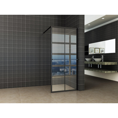 Wiesbaden Maaz inloopdouche met raster en handdoekhouder 1200 x 2000 x 10 mm helder glas/mat zwart