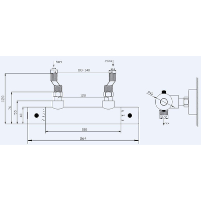 Exellence Rio thermostatische douchemengkraan 12cm chroom TWEEDEKANS