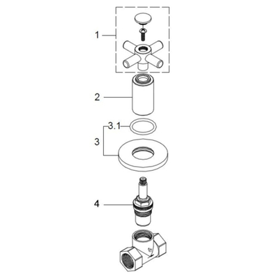Wiesbaden Cross stopkraan inbouw 1/2'' chroom