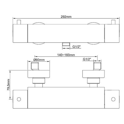 Wiesbaden Caral Cool Touch thermostatische douchemengkraan chroom