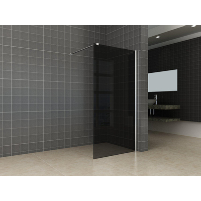 Wiesbaden Smoke inloopdouche met rookglas en muurprofiel 80x200cm NANO coating veiligheidsglas 10mm