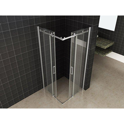 Wiesbaden Entra hoekinstap cabine met 2 schuifdeuren 900 x 900 x 2000 x 8 mm nano helder glas/chroom