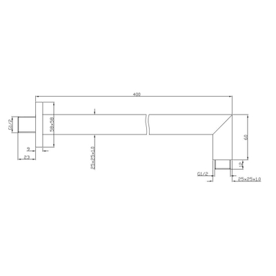 Wiesbaden Hydro Luxe douche arm vierkant muurbevestiging 40cm chroom