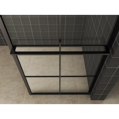 Wiesbaden Maaz inloopdouche met raster en handdoekhouder 1200 x 2000 x 10 mm helder glas/mat zwart
