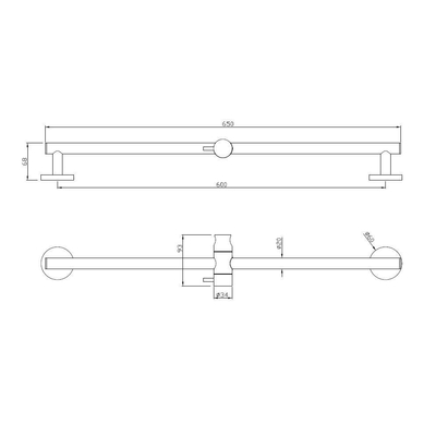 Wiesbaden Glijstang rond 65 cm chroom