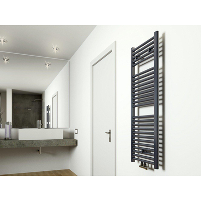 Wiesbaden Elara sierradiator antraciet 118.5x45cm midden onder aansluiting