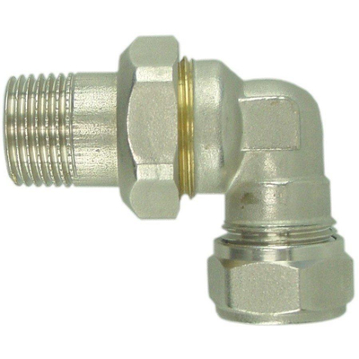 Riko radiatorkoppeling 3-del. 1/2x15 knel haaks vernikkeld