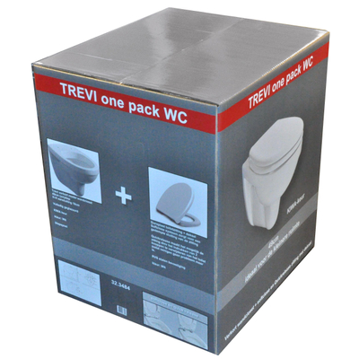 Xellanz Trevi wandcloset verkort Kiwa met Menir toiletzitting softclose en quick release glans wit