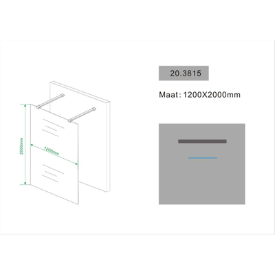 Wiesbaden Free Shower plus Inloopdouche vrijstaand 120x200cm 10mm glas met NANO coating