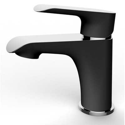Wiesbaden Tarma eenhendel wastafelkraan laag zwart/chroom